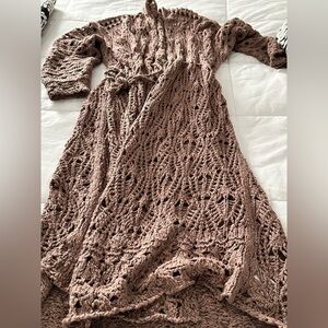 Free People Brown Crochet Knit Cardigan